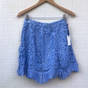 Lovers + Friends MainTai lace scalloped light blue crystal blue skirt